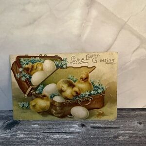Antique 1908 Easter Postcard with Chicks and Eggs